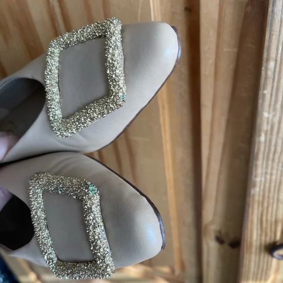 Sam Edelman Janina Beige Embellished Buckle Flats Size 8 - Picture 6 of 8